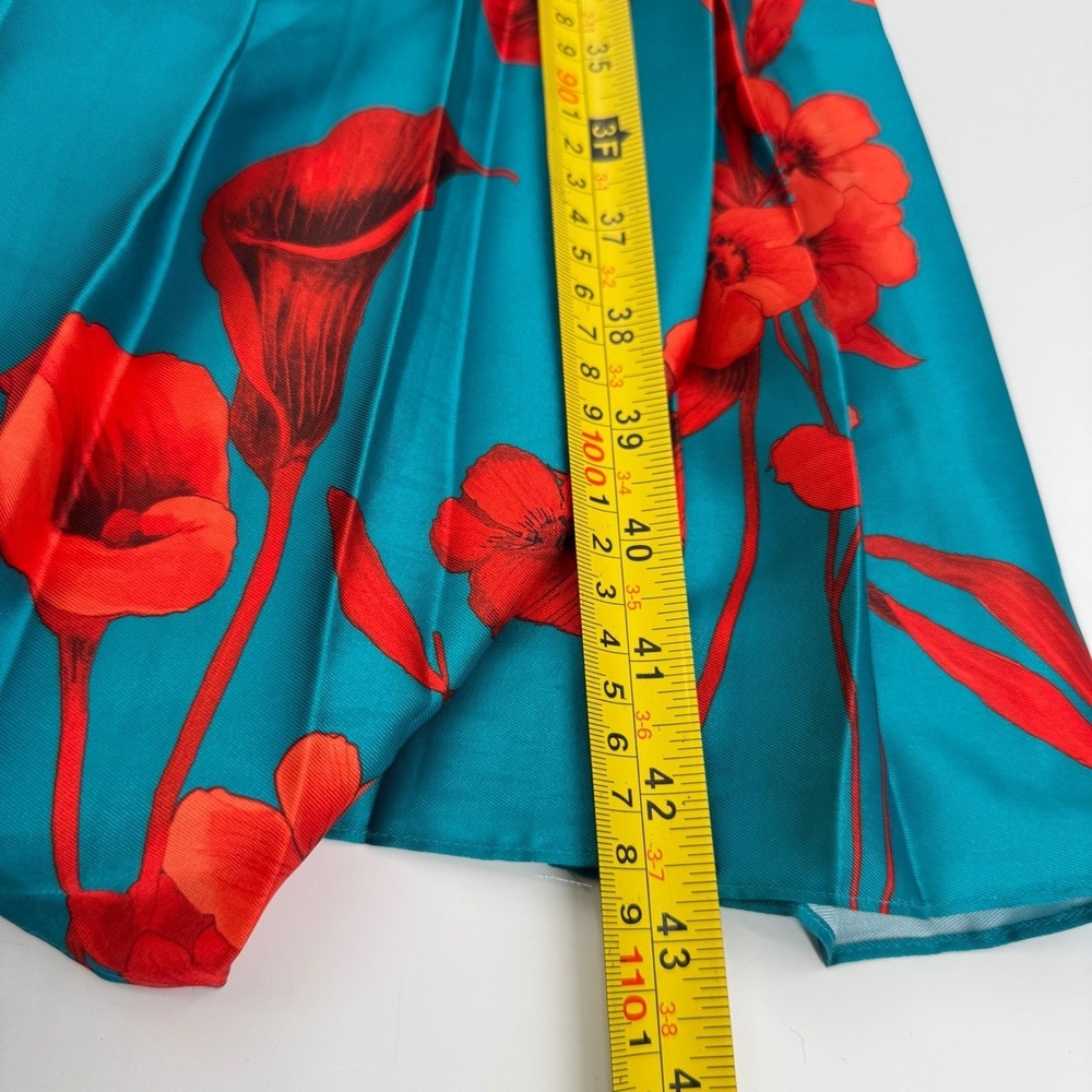 Ted Baker Karolyn Fantasia Floral Pleated Midi Dress Pink Red Teal Size 2 - Picture 11 of 13